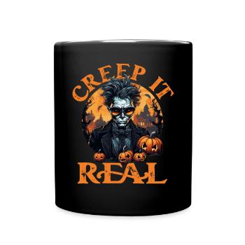 Creepy Pumpkin Halloween Design "Creep it Real" - Full Colour Mug - black - Front