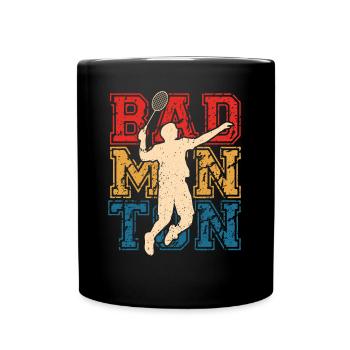Badminton Bunte Buchstaben - Tasse einfarbig - Schwarz - Vorne