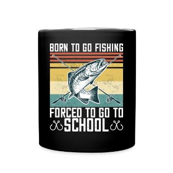 Born To Go Fishing Bass Fish Fisherman Boys - Full Colour Mug - black - Front