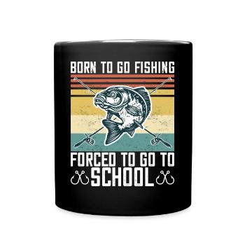 Born To Go Fishing Bass Fish Fisherman Boys - Full Colour Mug - black - Front