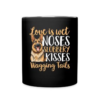 German Shepherd Dog Breed Love is wet noses - Full Colour Mug - black - Front