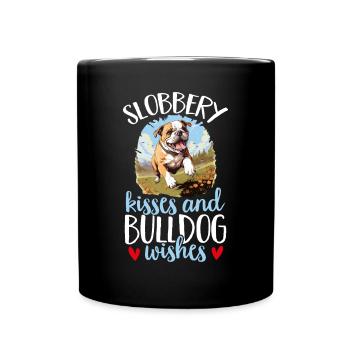 British English Bulldog lover - Slobbery Kisses - Full Colour Mug - black - Front