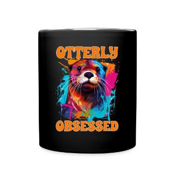Otter Animal Kids & Adult - Otterly obsessed - Tasse einfarbig - Schwarz - Vorne