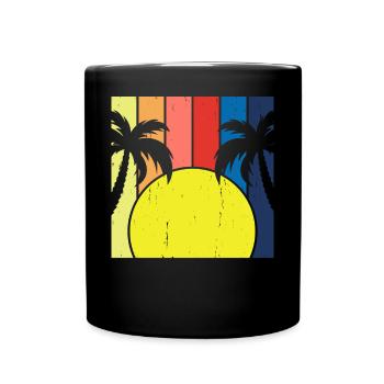 Palmiers Sunrise Retro Vintage - Mug uni - noir - Devant