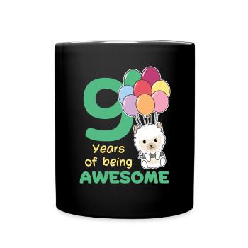 Alpaga pour les enfants de neuf ans de 9 ans - Mug uni - noir - Devant
