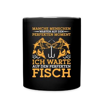 Angeln Angelhaken Fischeri Fischerboot Angelurlaub - Tasse einfarbig - Schwarz - Vorne