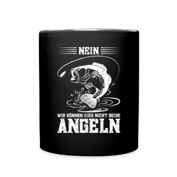 Angelköder Fischerboot Angeln Angler Angelurlaub - Tasse einfarbig - Schwarz - Vorne