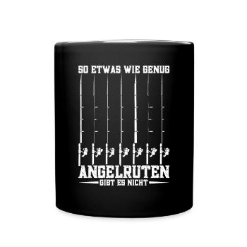 Angelrute Fischen Angler Angel - Tasse einfarbig - Schwarz - Vorne