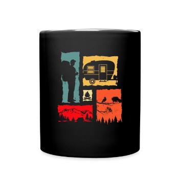 Camper Retro - Tasse einfarbig - Schwarz - Vorne