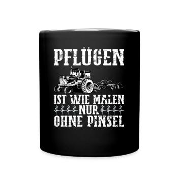 Traktorfahrer Landwirt Hühnerbauer Trecker - Tasse einfarbig - Schwarz - Vorne