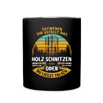 Holzschnitzer Holzschnitzerei - Tasse einfarbig - Schwarz - Vorne