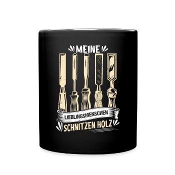 Holzschnitzer Holzschnitzerei - Tasse einfarbig - Schwarz - Vorne