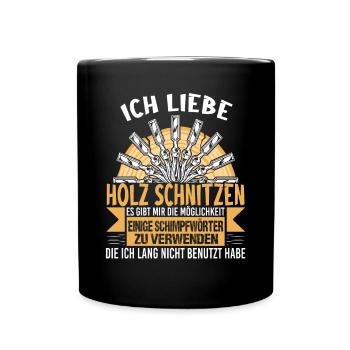 Holzschnitzer Holzschnitzerei - Tasse einfarbig - Schwarz - Vorne
