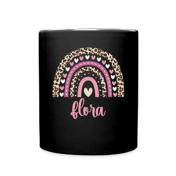 Flora Regenbogen Name Geburtstag Flora - Tasse einfarbig - Schwarz - Vorne