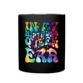Birthday Queen Groovy Flower Party Family - Full Colour Mug - black - Front