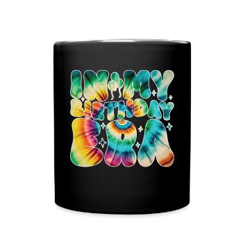 Birthday Queen Groovy Flower Party Family - Full Colour Mug - black - Front