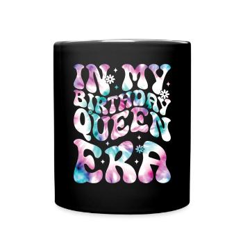Birthday Queen Groovy Flower Party Family - Full Colour Mug - black - Front