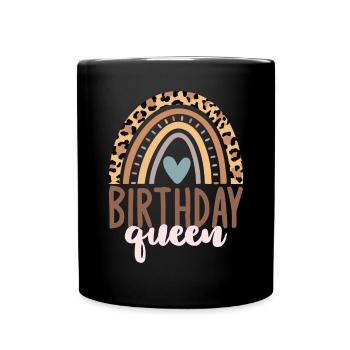 Birthday Queen Groovy Flower Party Family - Full Colour Mug - black - Front