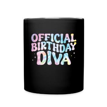 Birthday Queen Groovy Flower Party Family - Full Colour Mug - black - Front