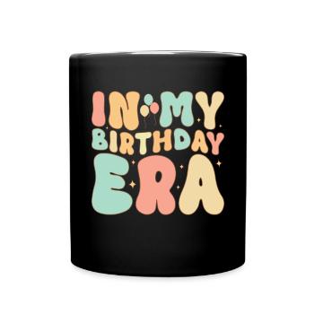 Birthday Queen Groovy Flower Party Family - Full Colour Mug - black - Front