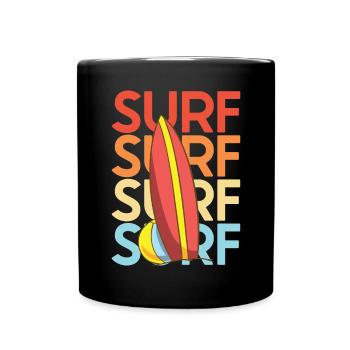 Vintage Surfer Retro Surfing Beach Surf - Full Colour Mug - black - Front
