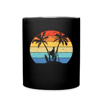 Vintage Surfer Retro Surfing Beach Surf - Full Colour Mug - black - Front
