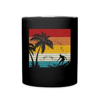 Vintage Surfer Retro Surfing Beach Surf - Full Colour Mug - black - Front