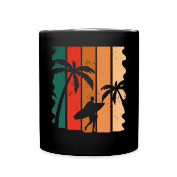 Vintage Surfer Retro Surfing Beach Surf - Full Colour Mug - black - Front