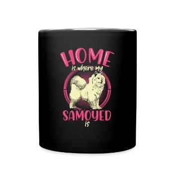 Samojede ist mein Zuhause Samojedenspitz - Tasse einfarbig - Schwarz - Vorne