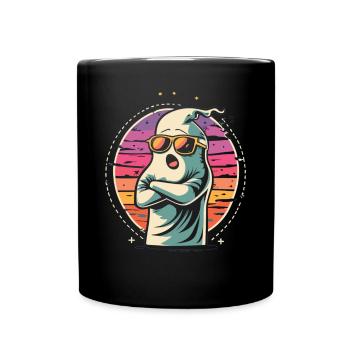 Retro-Sonnen-Gespenst: Spukhaft cool zu Halloween - Tasse einfarbig - Schwarz - Vorne