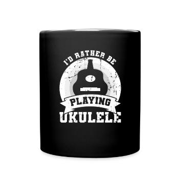 Zitat Ukulele - Tasse einfarbig - Schwarz - Vorne