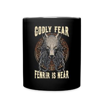 Fenrir Wolf Viking Norse Norsemen Odins Wolf - Full Colour Mug - black - Front