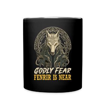 Fenrir Wolf Viking Norse Norsemen Odins Wolf - Full Colour Mug - black - Front