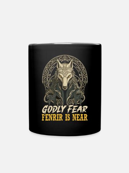 Fenrir Wolf Wikinger Nordische Nordmänner Odins Wolf - Tasse einfarbig - Schwarz