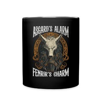 Fenrir Wolf Viking Norse Norsemen Odins Wolf - Full Colour Mug - black - Front
