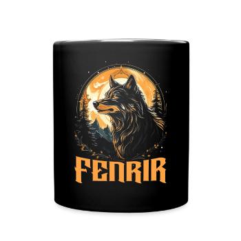 Fenrir Wolf Viking Norse Norsemen Odins Wolf - Full Colour Mug - black - Front