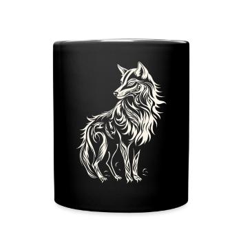 Fenrir Wolf Viking Norse Norsemen Odins Wolf - Full Colour Mug - black - Front