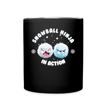 Schneeballschlacht - Snowball Ninja in Action - Tasse einfarbig - Schwarz - Vorne