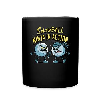 Schneeballschlacht - Snowball Ninja in Action - Tasse einfarbig - Schwarz - Vorne