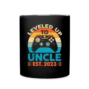 Leveled Up To Uncle 2023, Funny New Great Uncle - Full Colour Mug - black - Front