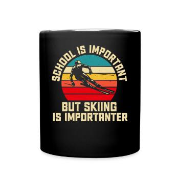 Ski Skifahren Skifahrer - Tasse einfarbig - Schwarz - Vorne