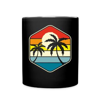 Palmen Retro Vintage - Tasse einfarbig - Schwarz - Vorne