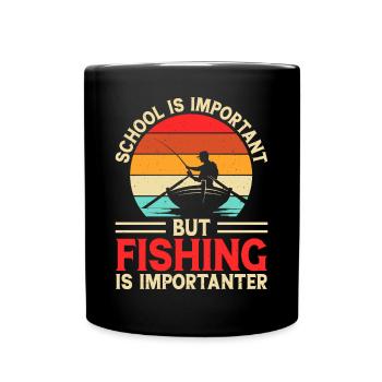 Angeln Angler Fischen - Tasse einfarbig - Schwarz - Vorne