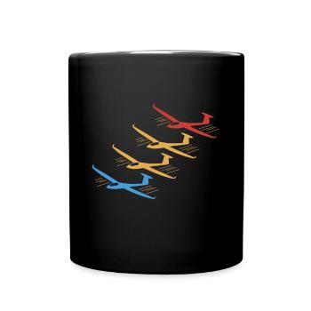 Retro Glider Segelflugzeug Flugzeug Geschenk - Tasse einfarbig - Schwarz - Vorne