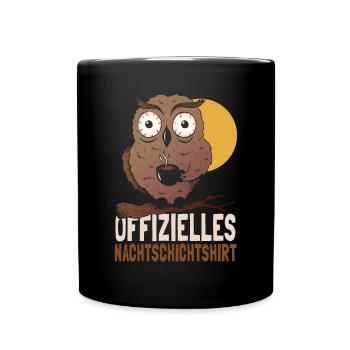 Offizielles Nachtschichtshirt Eule - Tasse einfarbig - Schwarz - Vorne