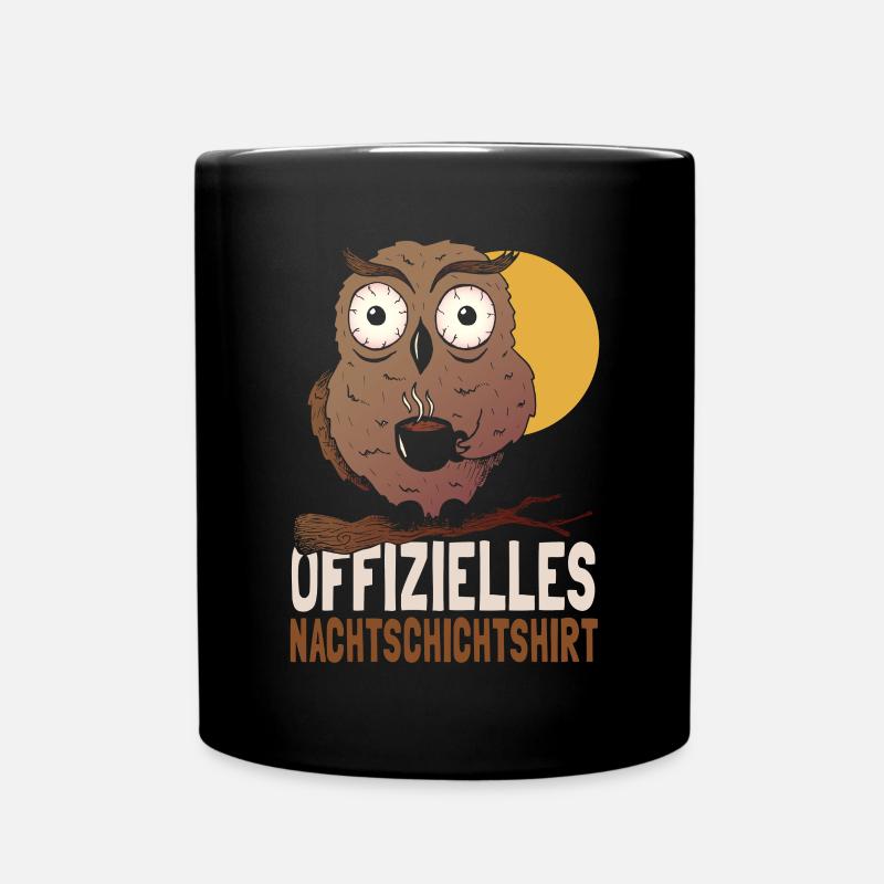 Offizielles Nachtschichtshirt Eule - Tasse einfarbig - Schwarz