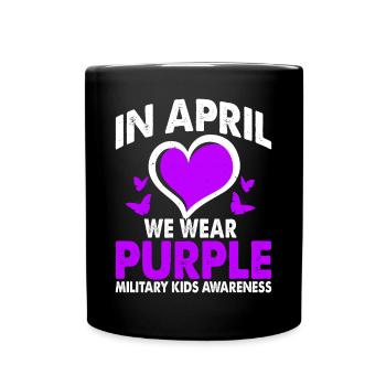 In April we wear purple - Full Colour Mug - black - Front