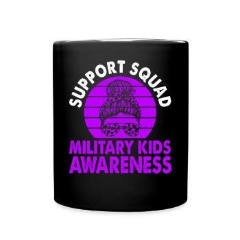 Support Squad Military Kids Awareness Month Purple - Full Colour Mug - black - Front