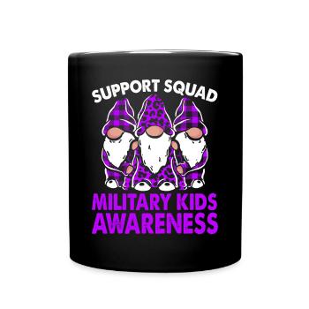 Support Squad Military Kids Awareness Month Purple - Full Colour Mug - black - Front