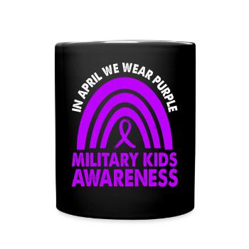 In April we wear the purple Military Kids - Full Colour Mug - black - Front